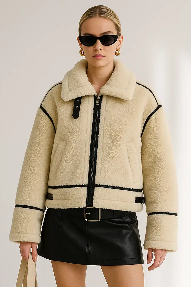 Suzella Faux Fur Moto Jacket –Women’s Fall Biker Coat Lumenhaus Collective