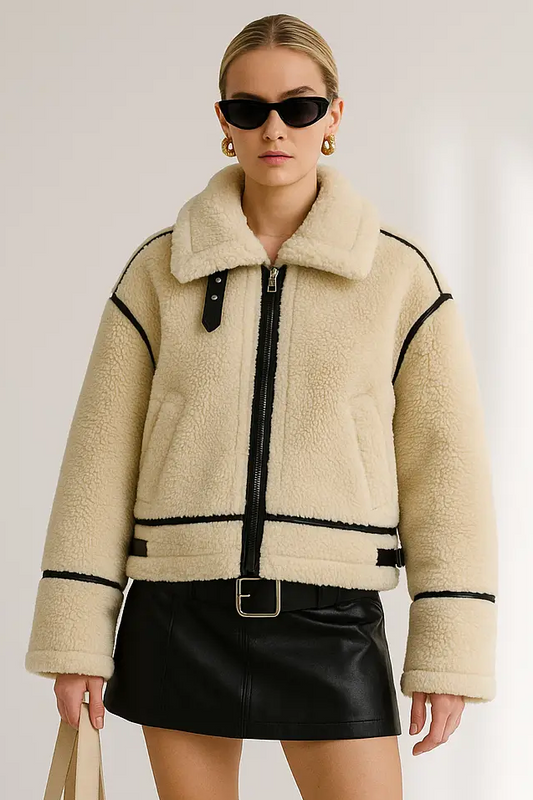 Suzella Faux Fur Moto Jacket –Women’s Fall Biker Coat Lumenhaus Collective