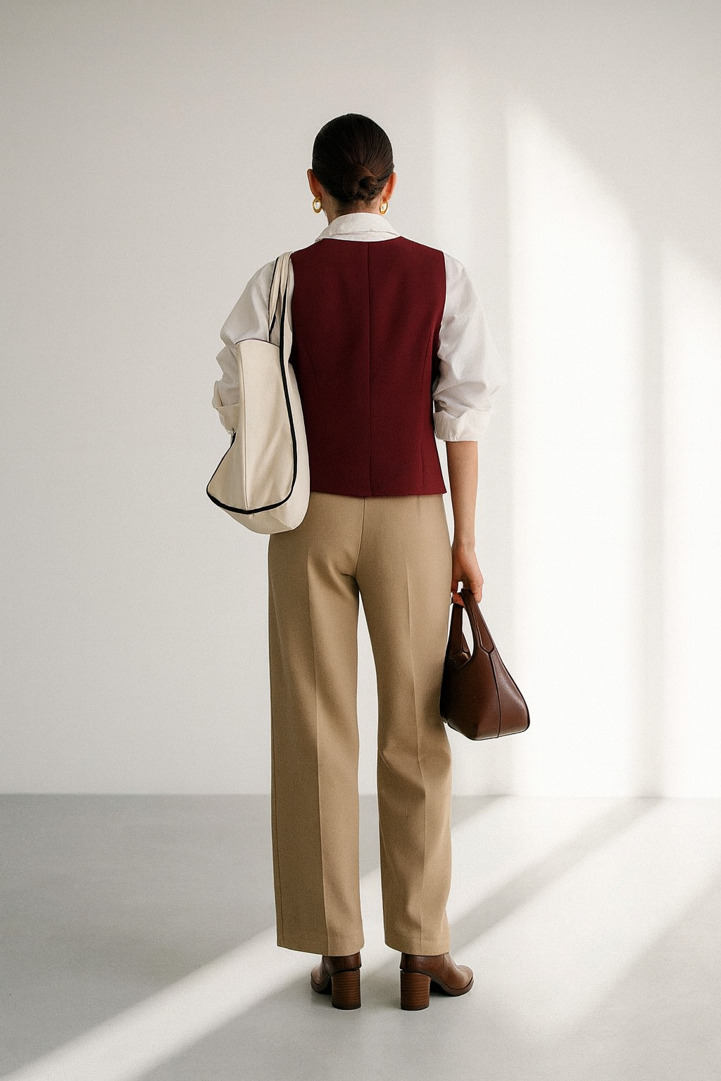 Wine Red Suit Women's Vest - Slim Fit Business & Formal Top