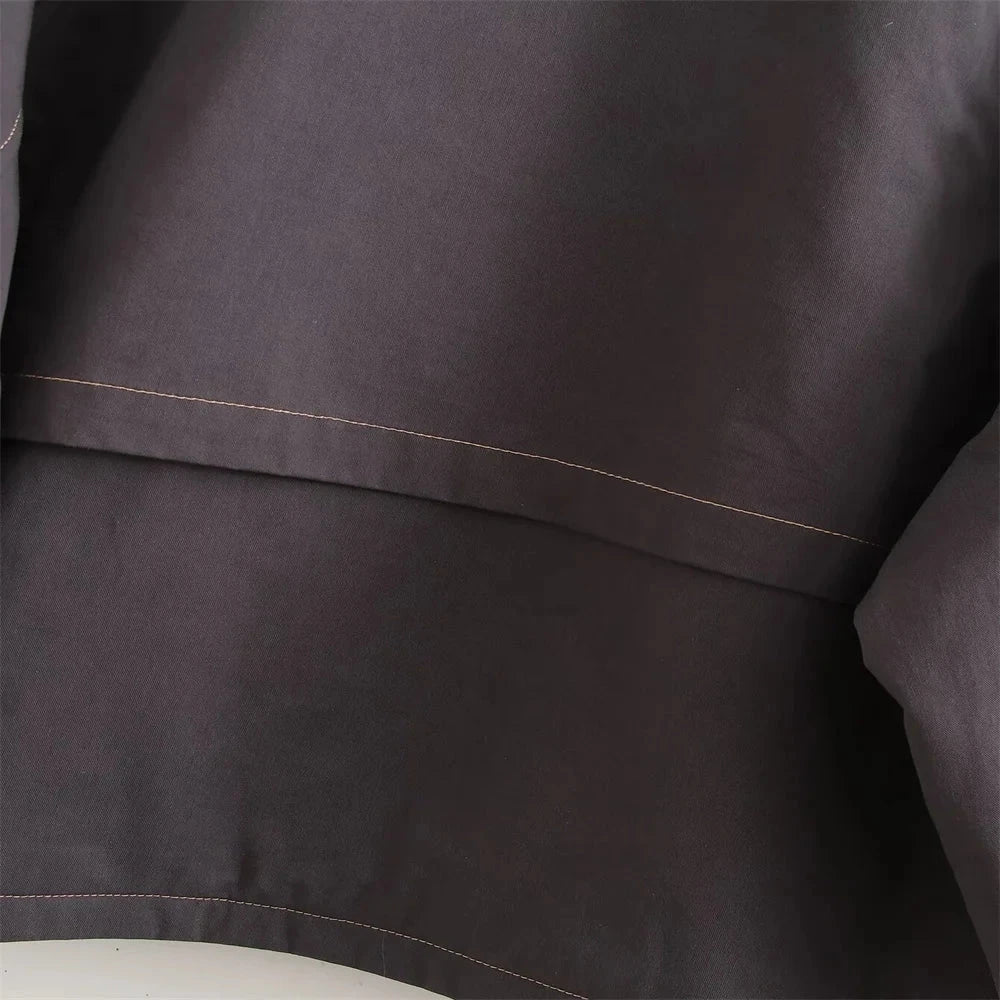 Women's Washed Cotton Utility Jacket - Patch Pocket Lightweight Autumn Coat Lumenhaus Collective