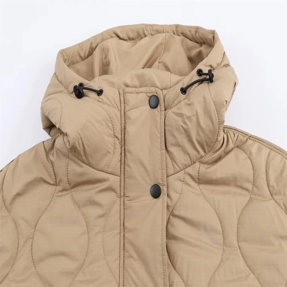 Abela Women's Quilted Hooded Waterproof Cotton Jacket - Autumn Winter Fashion Outerwear Lumenhaus Collective