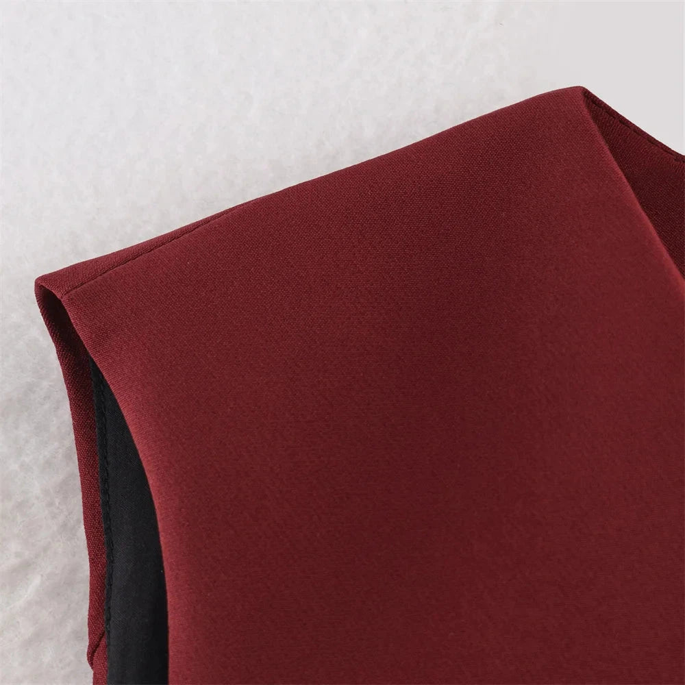Women's Wine Red Suit Vest - Slim Fit Business & Formal Top Lumenhaus Collective
