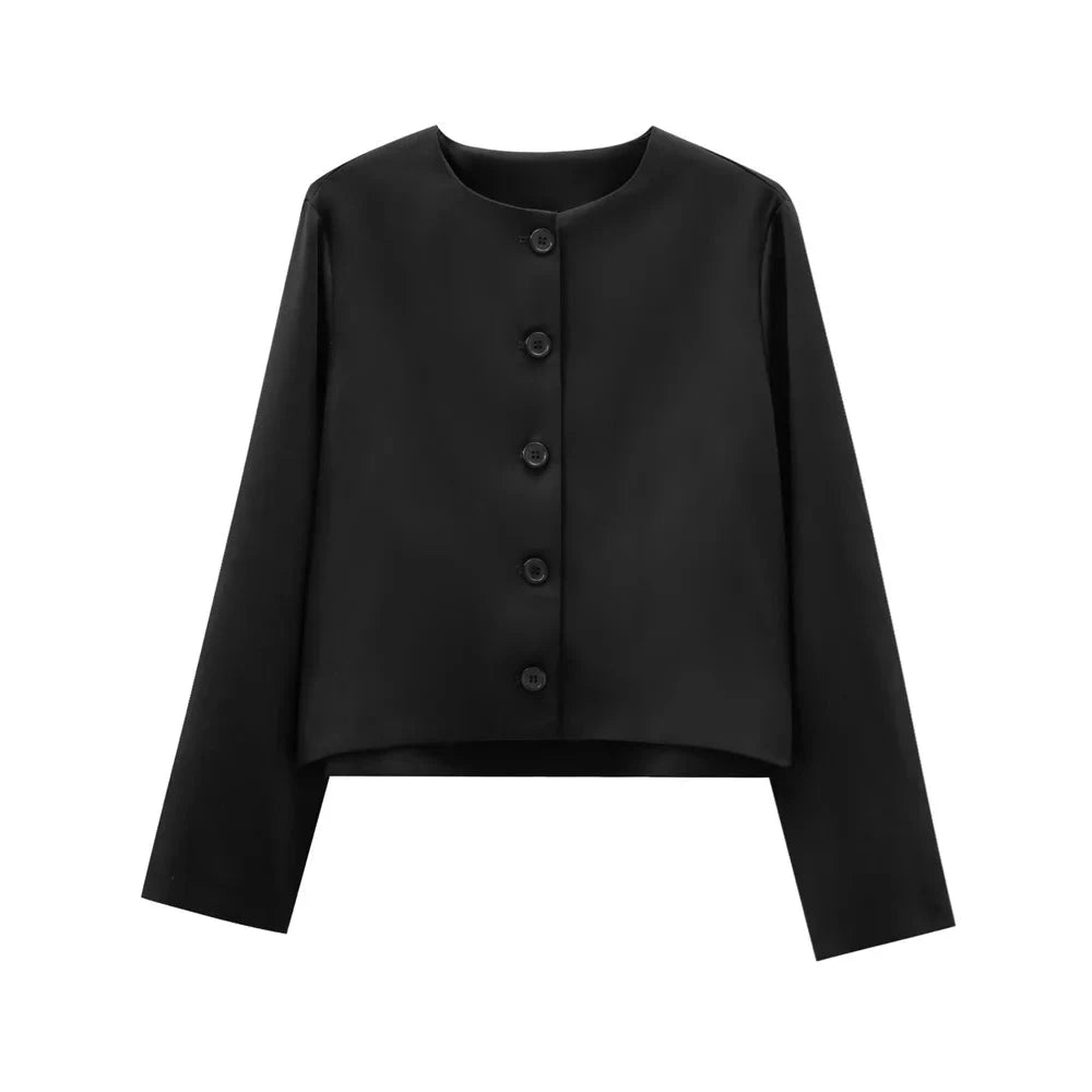 Treya Elegant Women’s Blazer Jacket – Red & Black Long Sleeve Formal Outerwear Lumenhaus Collective
