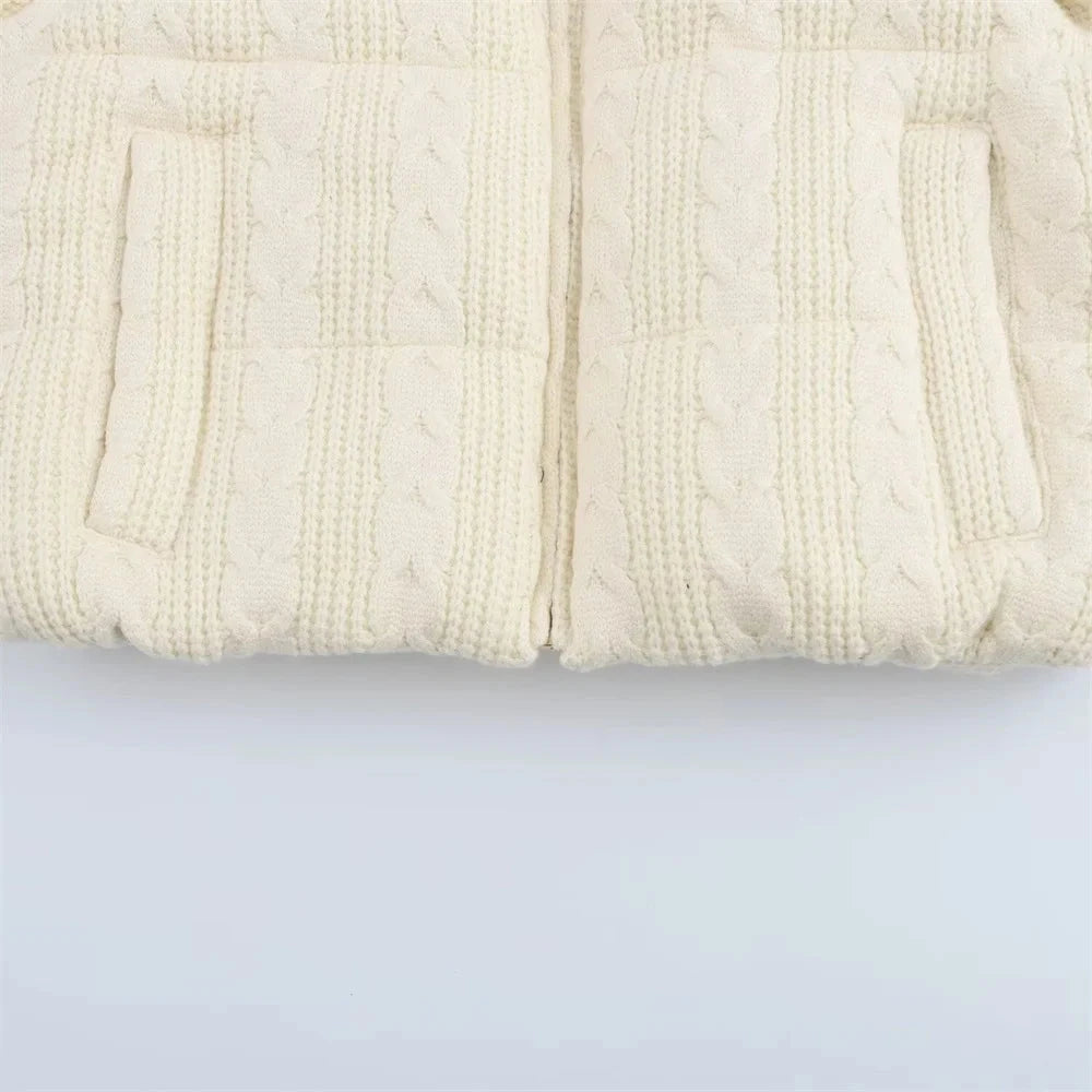 Women's Knitted Puffer Jacket - High Collar Thick Bubble Coat for Winter Lumenhaus Collective
