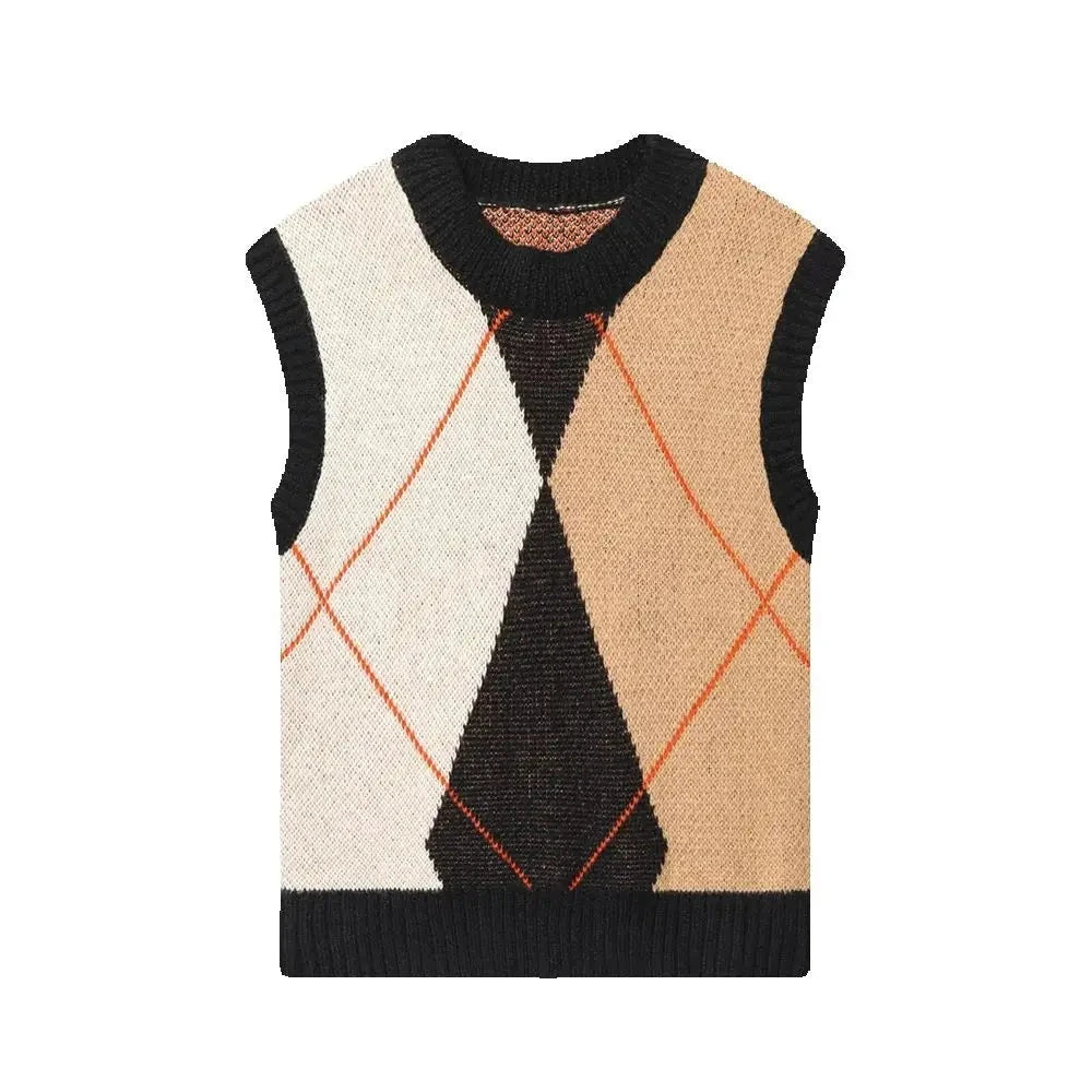 Piper Women's Argyle Knit Vest | Diamond Pattern Sleeveless Sweater Lumenhaus Collective