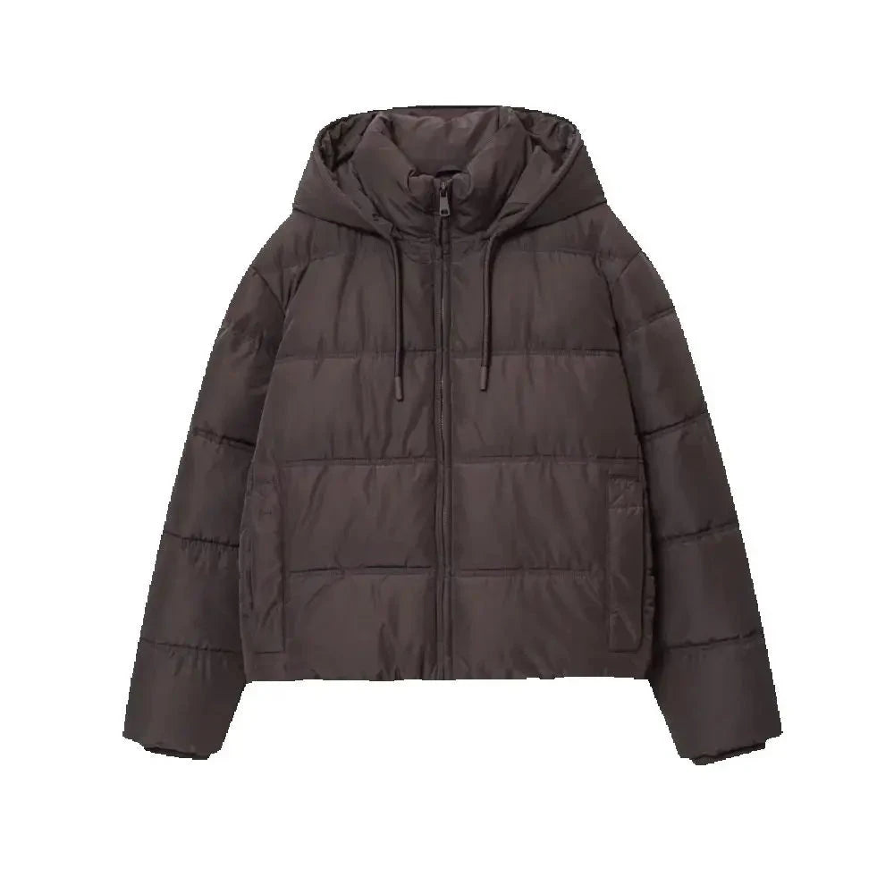 Tori Women's Cropped Puffer Jacket - High Collar Hooded Loose Fit Winter Coat Lumenhaus Collective