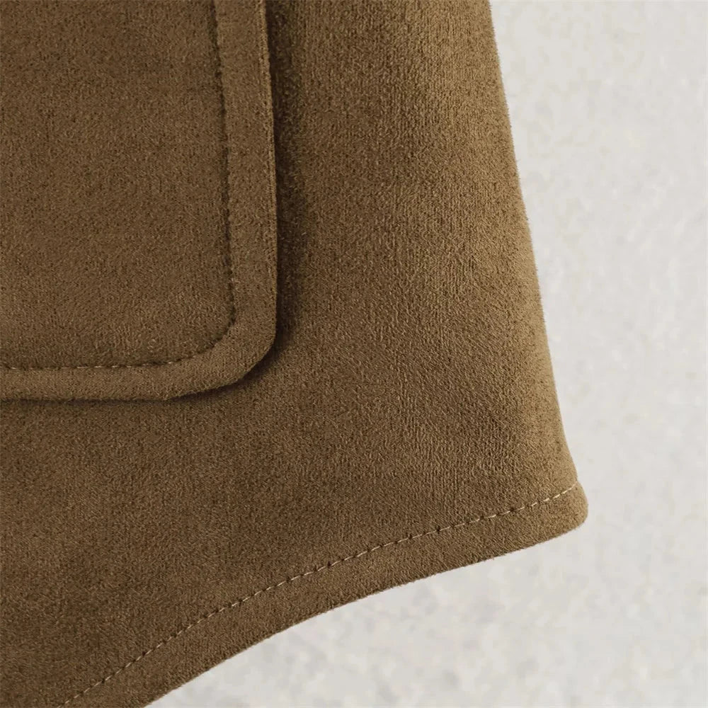 Women's Faux Suede Shirt Jacket (Shacket) - Elegant Button-Front Outerwear Lumenhaus Collective