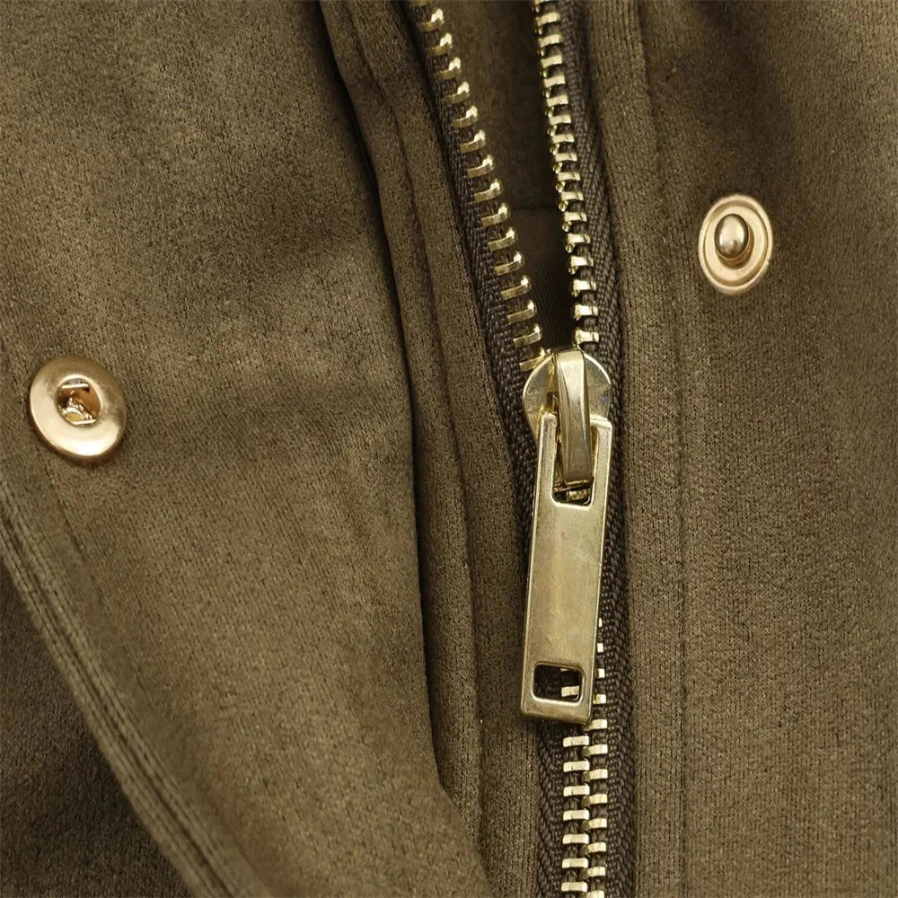 Harper Autumn Fall Women’s Suede Effect Hooded Jacket Lumenhaus Collective