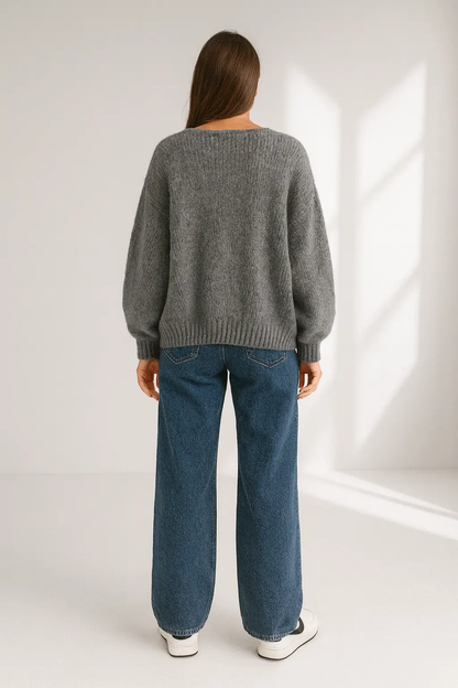 Women’s Tie Front Knit Sweater – Soft Long Sleeve Cardigan with Round Neck, Loose Fit Lumenhaus Collective