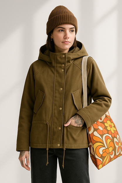 Harper Autumn Fall Women’s Suede Effect Hooded Jacket Lumenhaus Collective