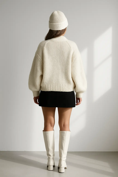 Women’s Oversized Chunky Knit Cardigan with Gold Buttons Lumenhaus Collective