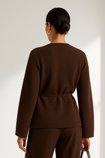 Women's Belted Knitted Cardigan | V-Neck Long Sleeve Sweater Coat for Autumn Fall Lumenhaus Collective