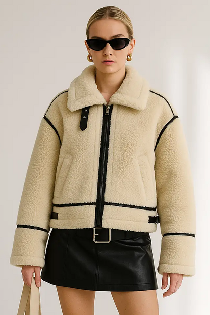 Suzella Faux Fur Moto Jacket –Women’s Fall Biker Coat Lumenhaus Collective