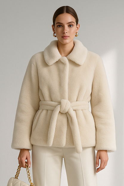 Kylie Autumn Fall Faux Fur Coat Jacket with Belt | Fashion & Temperament Lumenhaus Collective
