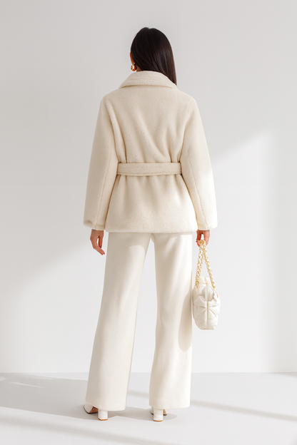 Kylie Autumn Fall Faux Fur Jacket with Belt | Fashion & Temperament