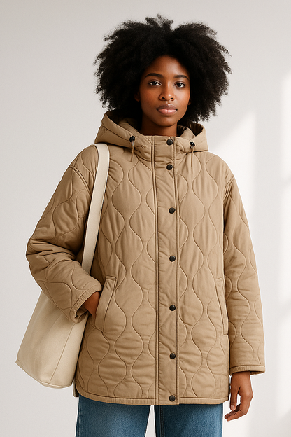 Abela Women's Quilted Hooded Waterproof Cotton Jacket - Autumn Winter Fashion Outerwear Lumenhaus Collective