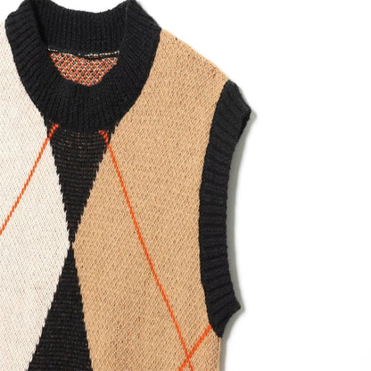 Piper Women's Argyle Knit Vest | Diamond Pattern Sleeveless Sweater Lumenhaus Collective