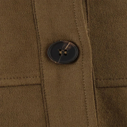 Women's Faux Suede Shirt Jacket (Shacket) - Elegant Button-Front Outerwear Lumenhaus Collective