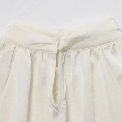 Chel Women's White Ruffle Blouse - Stacked High Neck Loose Fit Spring Summer Shirt Lumenhaus Collective