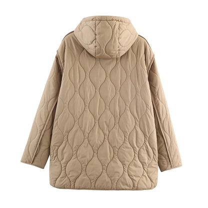 Abela Women's Quilted Hooded Waterproof Cotton Jacket - Autumn Winter Fashion Outerwear Lumenhaus Collective