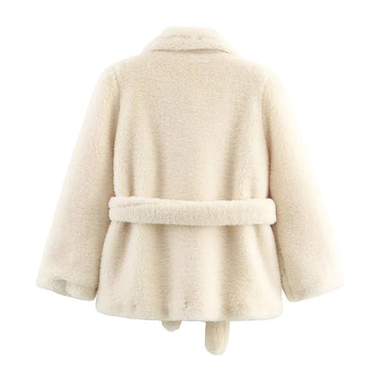 Kylie Autumn Fall Faux Fur Coat Jacket with Belt | Fashion & Temperament Lumenhaus Collective