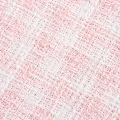 Ella Women's Pink Checkered Tweed Cropped Jacket - Lapel Button Pocket Outerwear Lumenhaus Collective