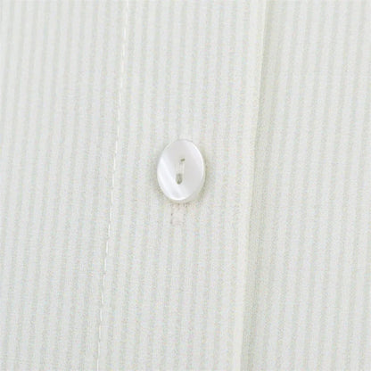 Fava Women's White Stand Collar Blouse - Striped Pleated Effect Long Sleeve Shirt Lumenhaus Collective