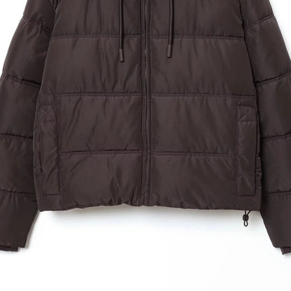 Tori Women's Cropped Puffer Jacket - High Collar Hooded Loose Fit Winter Coat Lumenhaus Collective