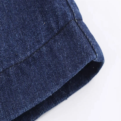 Kori Women's Navy Kimono Style Jacket - Contrast V-Neck & Cuffs | Denim Effect Coat Lumenhaus Collective