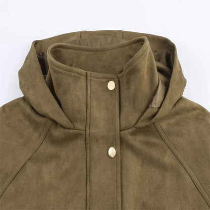 Harper Autumn Fall Women’s Suede Effect Hooded Jacket Lumenhaus Collective