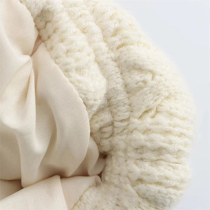 Women's Knitted Puffer Jacket - High Collar Thick Bubble Coat for Winter Lumenhaus Collective