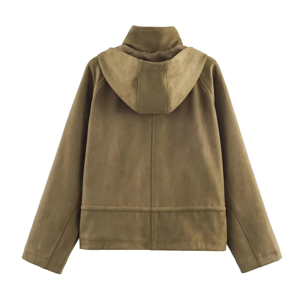 Harper Autumn Fall Women’s Suede Effect Hooded Jacket Lumenhaus Collective