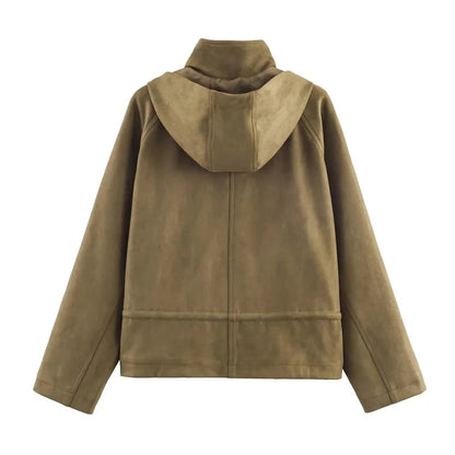 Harper Autumn Fall Women’s Suede Effect Hooded Jacket Lumenhaus Collective