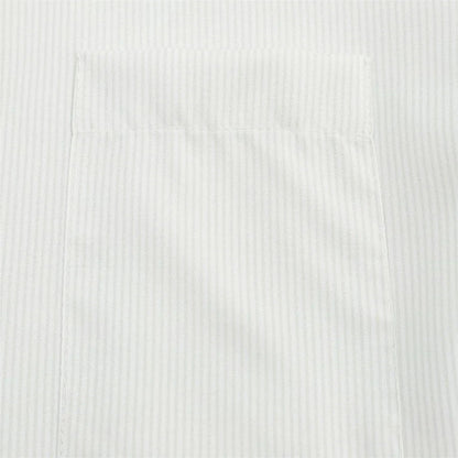 Fava Women's White Stand Collar Blouse - Striped Pleated Effect Long Sleeve Shirt Lumenhaus Collective