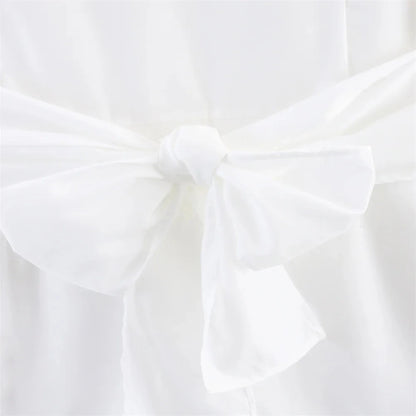 Chloe White Tie-Waist Blouse - Long Sleeve Collared Button-Down Shirt for Women Lumenhaus Collective