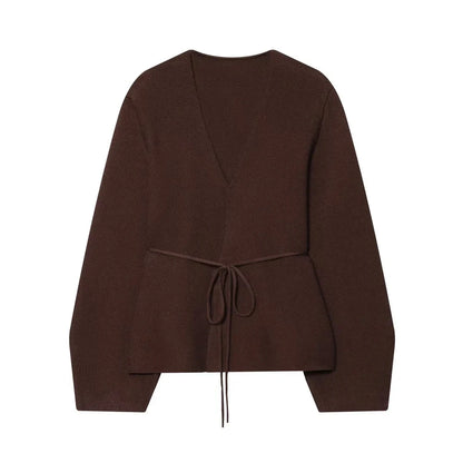 Women's Belted Knitted Cardigan | V-Neck Long Sleeve Sweater Coat for Autumn Fall Lumenhaus Collective