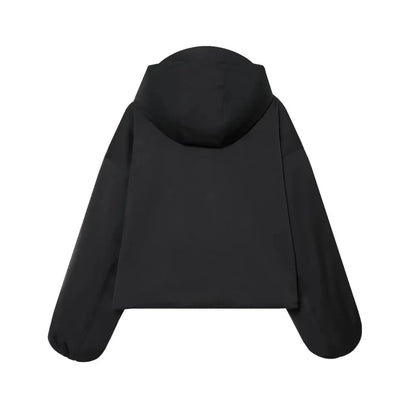 Sylvie Women's Black Waterproof Cropped Jacket - Hooded Loose Fit Spring Summer Fall Lumenhaus Collective