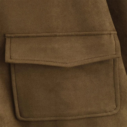 Women's Faux Suede Shirt Jacket (Shacket) - Elegant Button-Front Outerwear Lumenhaus Collective